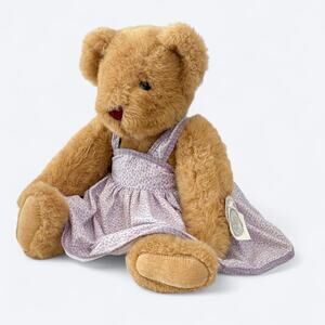 VTG 90s 1992 Vermont Teddy Bear Dress Fully Jointed Complete Companion Bear Tags